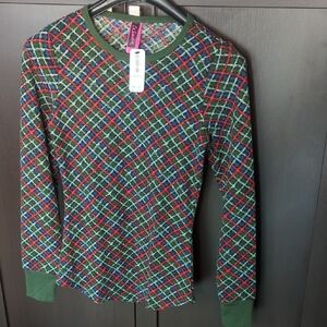 La SENZA Multicolor Plaid Holiday Pajamas Top - XS NWT